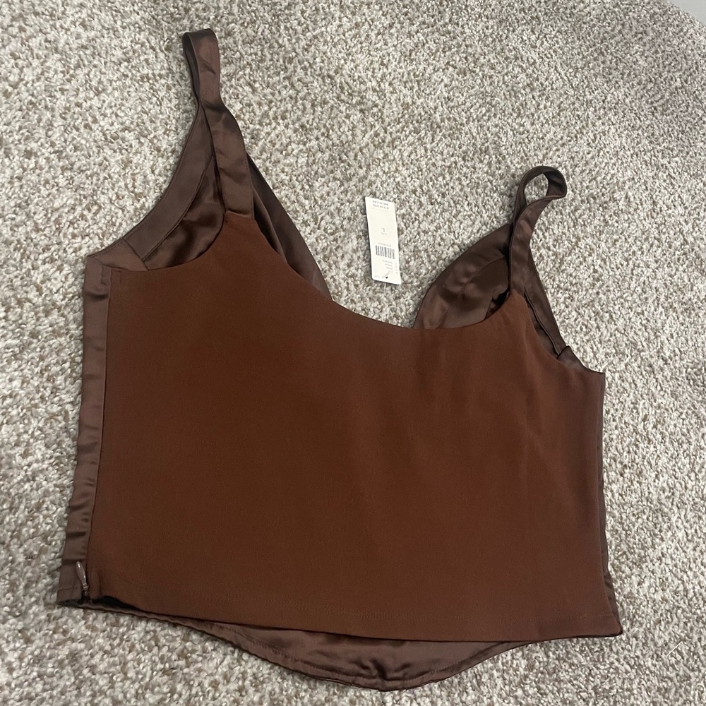 Anthropologie Porridge Satin Corset Top Brown Size Large - Picture 3 of 8